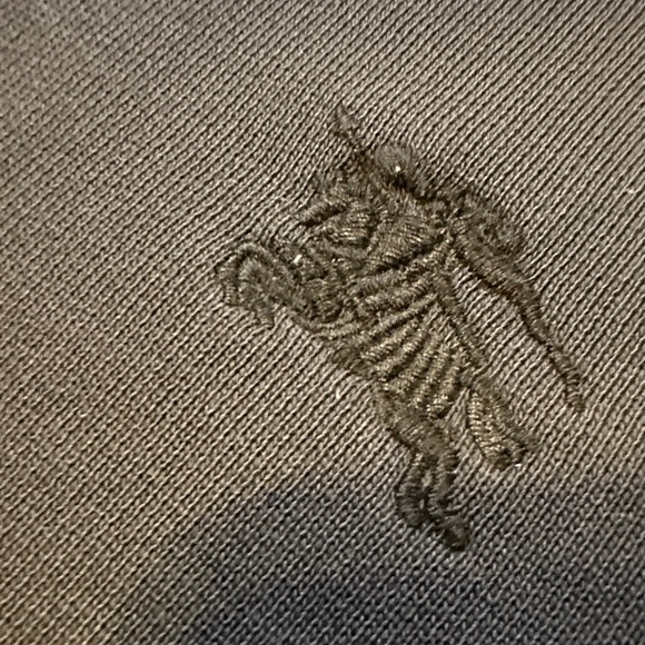 Burberry Navy Blue Zip-Up Sweater with Checkered Hood Size Large - Picture 3 of 6